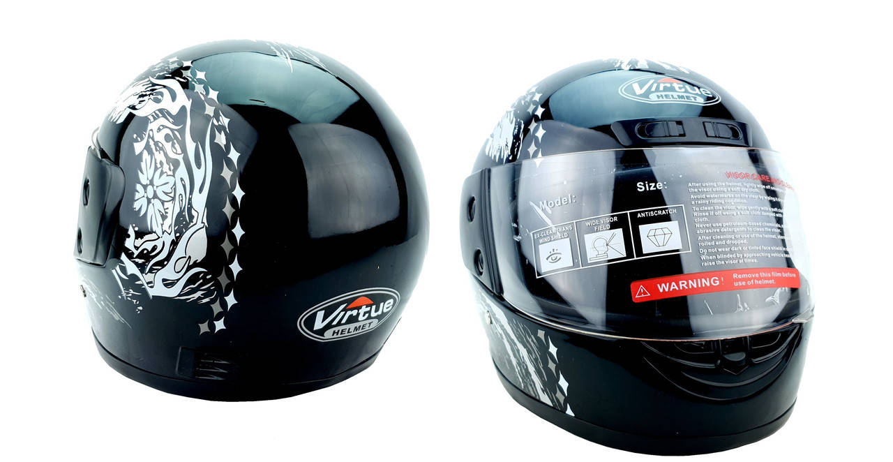 Шлем интеграл MD-A105 (с бородой) черный с белым Virtue 
Шлем интеграл MD-A105 (с бородой) черный с белым Virtue