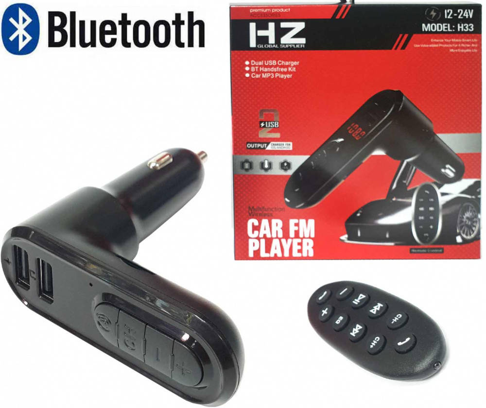 Автомобильный фм трансмиттер для магнитолы с пультом HZ H33 Bluetooth Fm Модулятор mp3 в прикуриватель авто 
Автомобильный фм трансмиттер для магнитолы с пультом HZ H33 Bluetooth Fm Модулятор mp3 в прикуриватель авто
