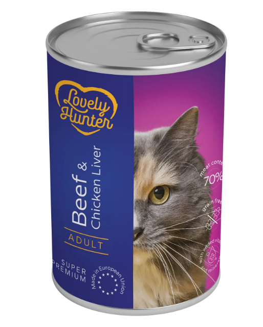 Lovely Hunter Adult Beef & Chicken Liver Корм для кошек с говядиной и куриной печенью 400 г
Lovely Hunter Adult Beef & Chicken Liver Корм для кошек с говядиной и куриной печенью 400 г