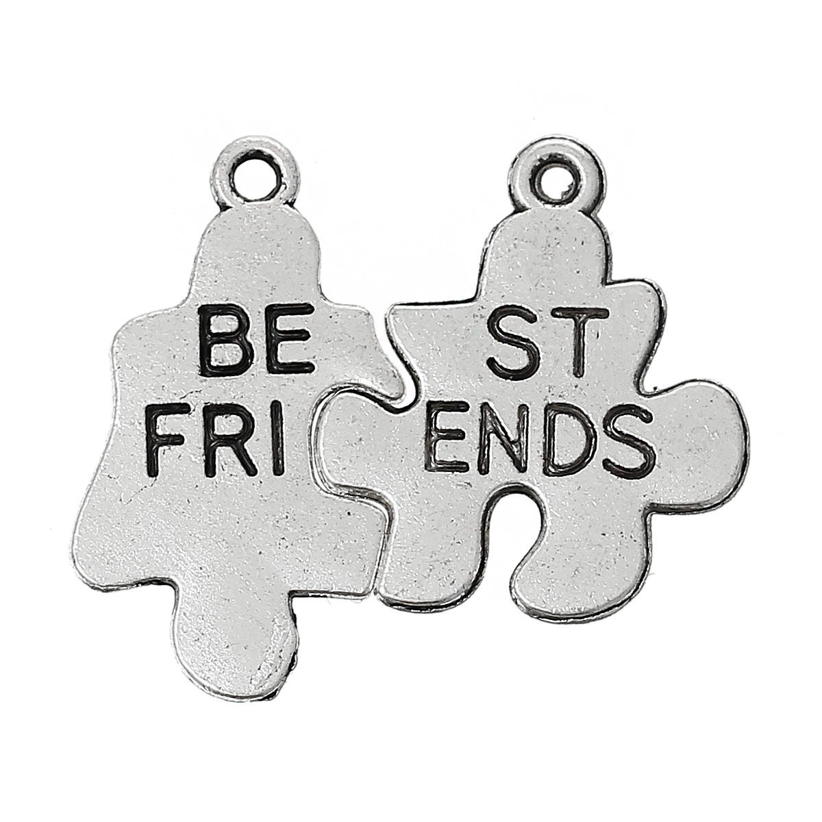 Парные подвески Пазлы "Best friends", Цинковый сплав, Античное серебро, 22 mm x 12 mm, 19 mm x 17 mm 
Парные подвески Пазлы "Best friends", Цинковый сплав, Античное серебро, 22 mm x 12 mm, 19 mm x 17 mm