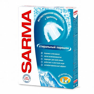 Отбеливающий порошок для ручной стирки "Сарма", 400г 
Отбеливающий порошок для ручной стирки "Сарма", 400г