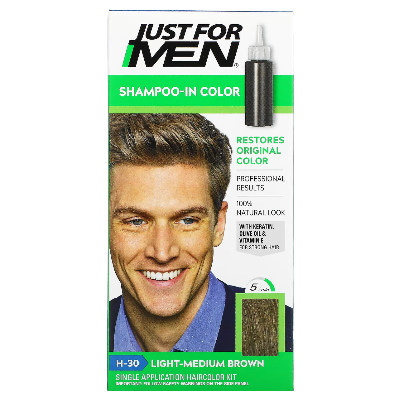 Just for Men, Мужская краска для волос Original Formula, оттенок светло-коричневый H-30, одноразовый комплект
Just for Men, Мужская краска для волос Original Formula, оттенок светло-коричневый H-30, одноразовый комплект