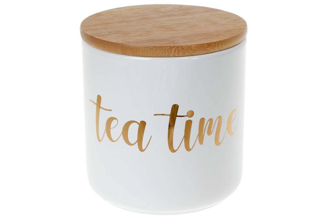 Банка керамическая 500мл с бамбуковой крышкой Tea Time, цвет - белый с золотом (304-924)
Банка керамическая 500мл с бамбуковой крышкой Tea Time, цвет - белый с золотом (304-924)