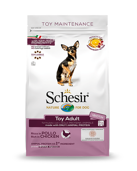 Schesir Dog Toy Adult Chicken Сухой монопротеиновый корм для взрослых собак мини пород с курицей (800 г)
Schesir Dog Toy Adult Chicken Сухой монопротеиновый корм для взрослых собак мини пород с курицей (800 г)