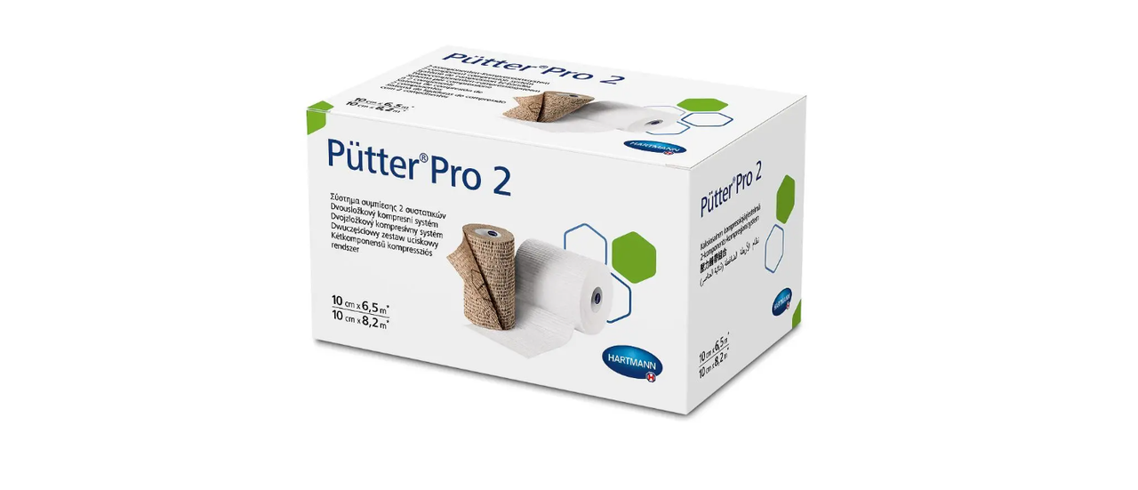 Двухкомпонентная компрессионная система Pütter®Pro 2 / Пюттер Про 2 10см х 6,5м; 10см х 8,2м 2шт
Двухкомпонентная компрессионная система Pütter®Pro 2 / Пюттер Про 2 10см х 6,5м; 10см х 8,2м 2шт