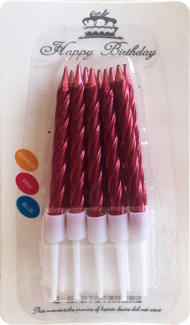 Свечи для торта красные металлик с подставкой (10 штук), Красный 
Свечи для торта красные металлик с подставкой (10 штук), Красный