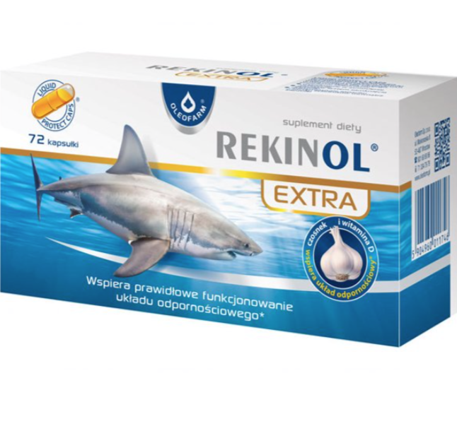 Rekinol Extra Масло Печени Акулы Омега 3 DHA и EPA с Чесноком 72 кап Oleofarm Доставка из ЕС
Rekinol Extra Масло Печени Акулы Омега 3 DHA и EPA с Чесноком 72 кап Oleofarm Доставка из ЕС