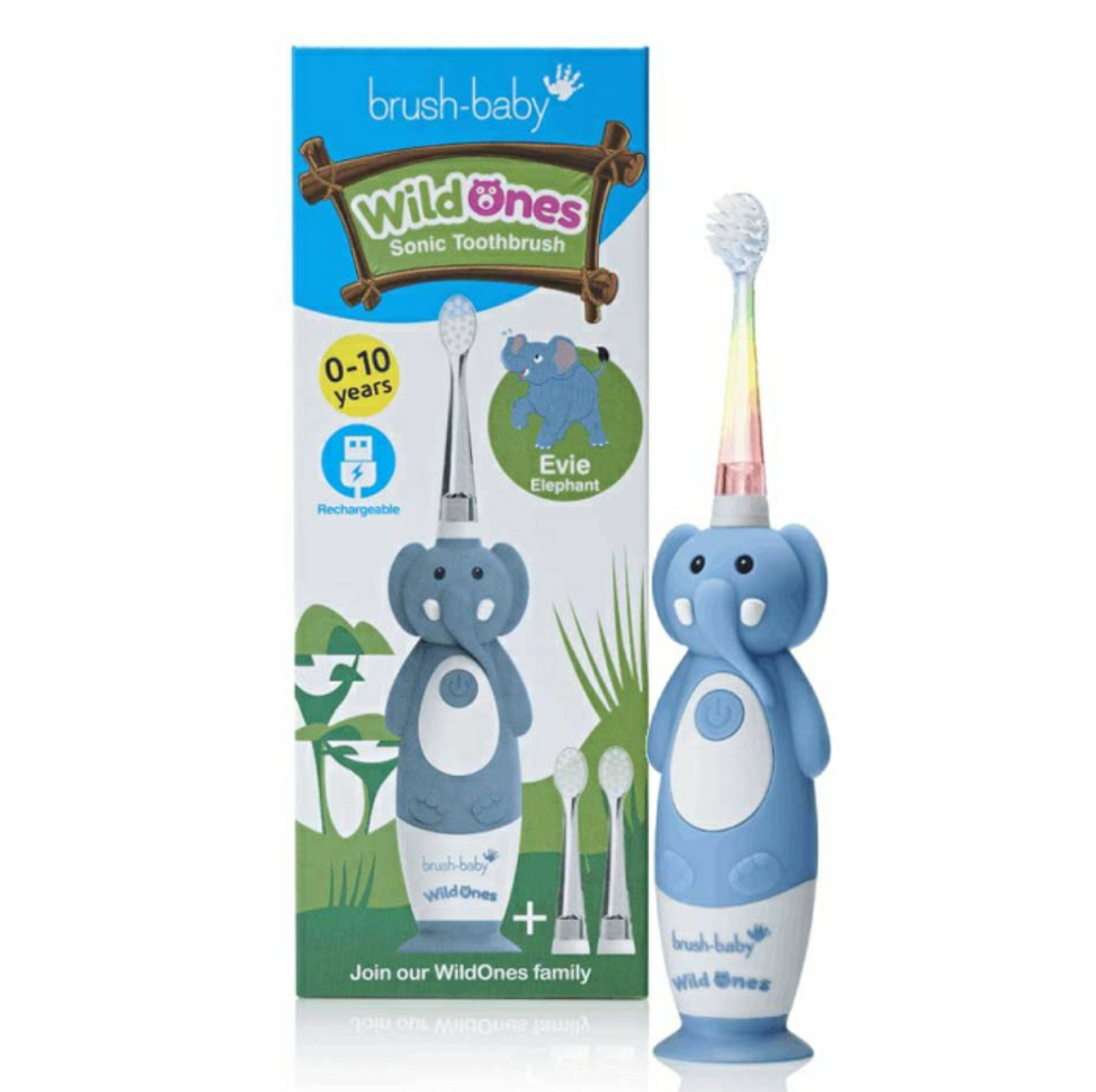 Звуковая зубная щетка Brush Baby WildOnes Sonic (от 0 до 10 лет) слоник Evie
Звуковая зубная щетка Brush Baby WildOnes Sonic (от 0 до 10 лет) слоник Evie