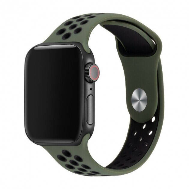 Силиконовый ремешок Nike Sport Band для Apple Watch 42mm/44mm/45mm Khaki/Black зеленый с черным
Силиконовый ремешок Nike Sport Band для Apple Watch 42mm/44mm/45mm Khaki/Black зеленый с черным