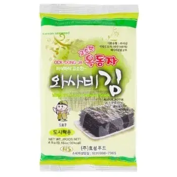 Норі снек Ock Dong Ja з васабі/оливковою олією, 4.5г
Норі снек Ock Dong Ja з васабі/оливковою олією, 4.5г