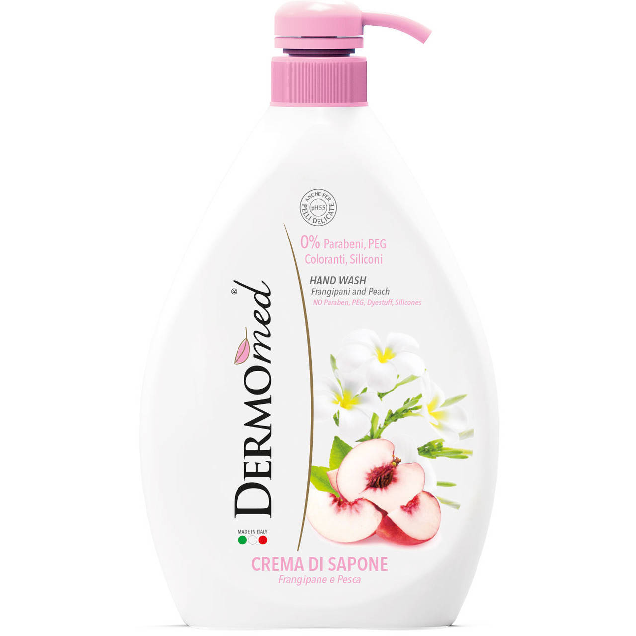 Крем-мыло "Плюмерия и персик" Dermomed Frangipane And White Peach Cream Soap 1000 мл (8032680390791)
Крем-мыло "Плюмерия и персик" Dermomed Frangipane And White Peach Cream Soap 1000 мл (8032680390791)