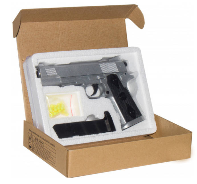 Пистолет пневматический детский железный Colt 1911-A1 пульки 6 мм, стальной ZM 25 Т, Светло-серый
Пистолет пневматический детский железный Colt 1911-A1 пульки 6 мм, стальной ZM 25 Т, Светло-серый