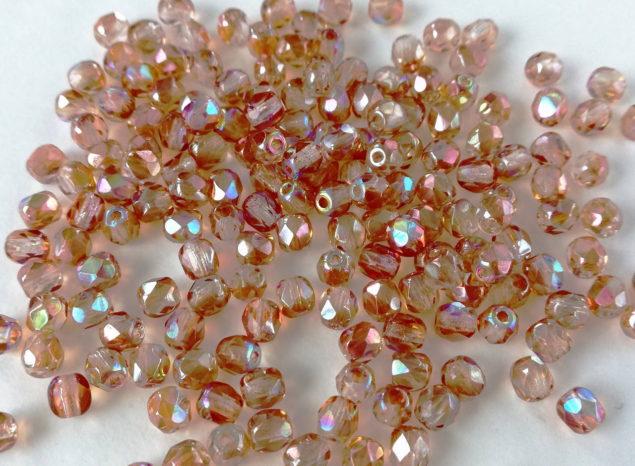 Fire polished 4 mm Crystal Brown Rainbow