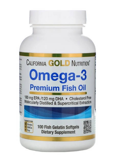 California Gold Nutrition, Омега-3, рыбий жир премиального качества, 100 рыбно-желатиновых капсул
California Gold Nutrition, Омега-3, рыбий жир премиального качества, 100 рыбно-желатиновых капсул