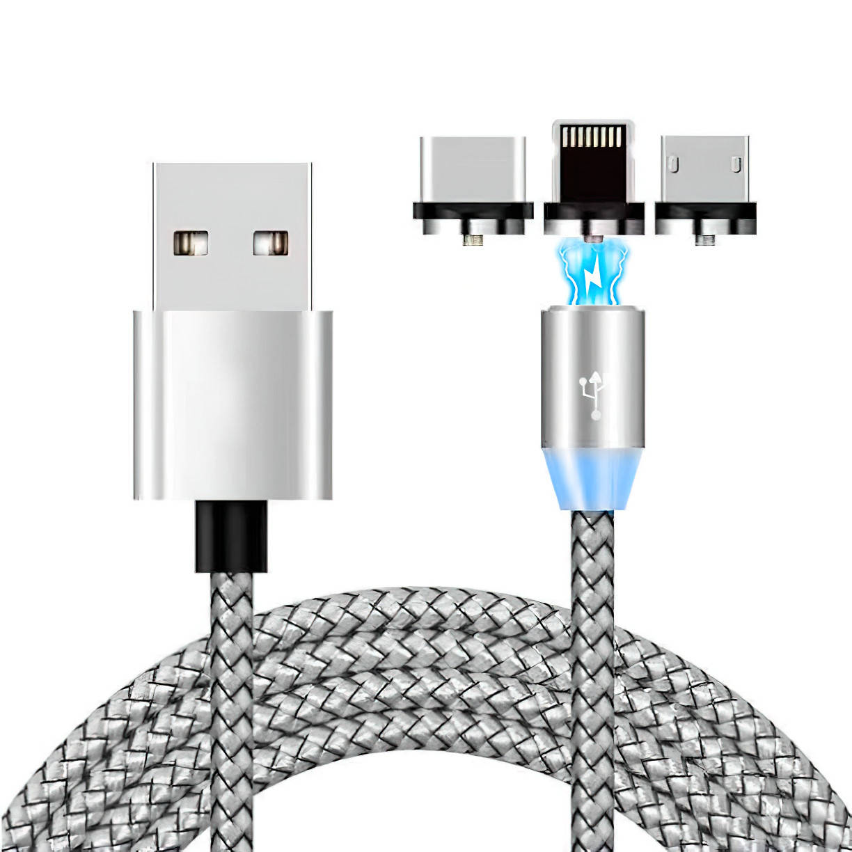 Магнитная зарядка для телефона 3в1 "X-Cable" Серебристая, шнур для айфона/кабель type-c/micro usb провод (VF), Серый
Магнитная зарядка для телефона 3в1 "X-Cable" Серебристая, шнур для айфона/кабель type-c/micro usb провод (VF), Серый