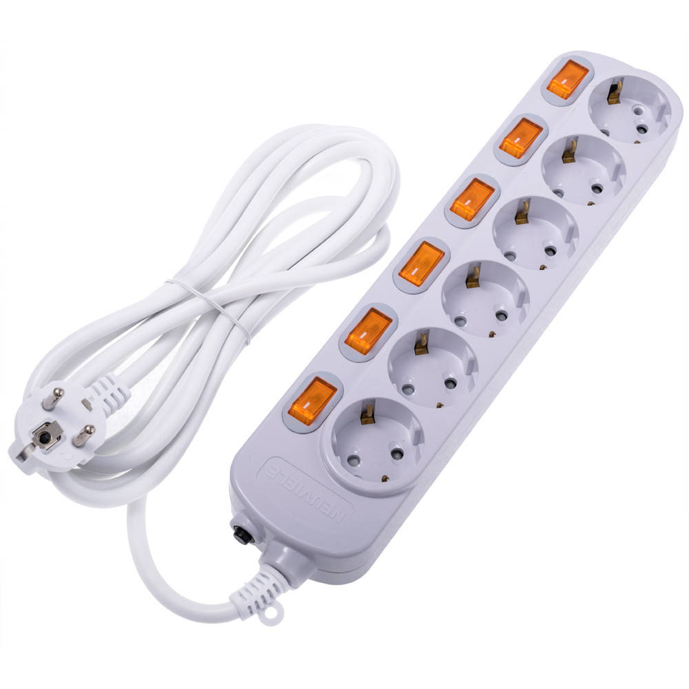 Сетевой фильтр / удлинитель 3м (3x1.5мм2) на 6 розеток с индивидуальными выключателями Newmany 
Сетевой фильтр / удлинитель 3м (3x1.5мм2) на 6 розеток с индивидуальными выключателями Newmany