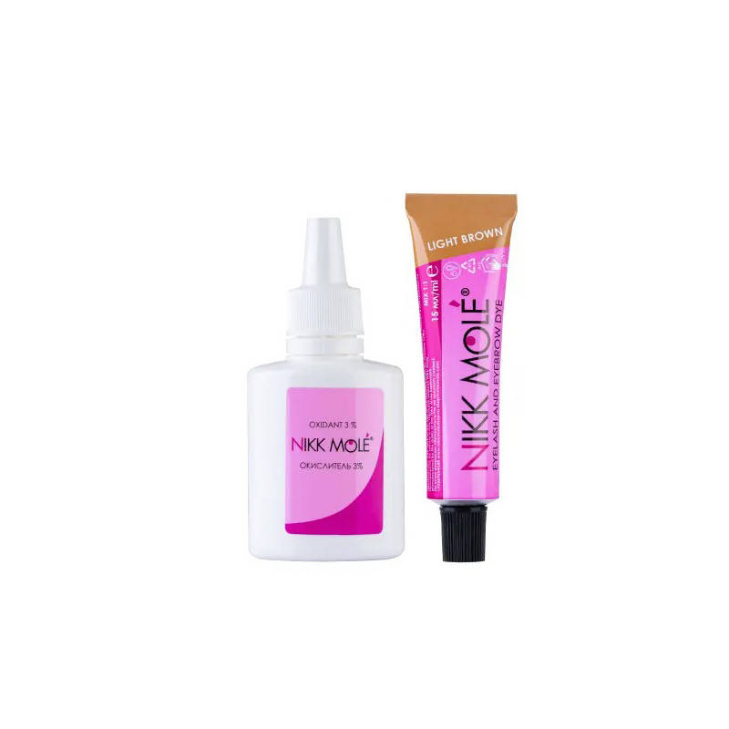 Nikk Mole Dye Light Brown - набор краска для бровей и ресниц + окислитель (светло-коричневый), 15 мл
Nikk Mole Dye Light Brown - набор краска для бровей и ресниц + окислитель (светло-коричневый), 15 мл