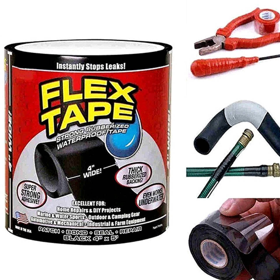 Водонепроницаемая изоляционная сверхпрочная скотч-лента Flex Tape 10х150 см (5394), Черный
Водонепроницаемая изоляционная сверхпрочная скотч-лента Flex Tape 10х150 см (5394), Черный