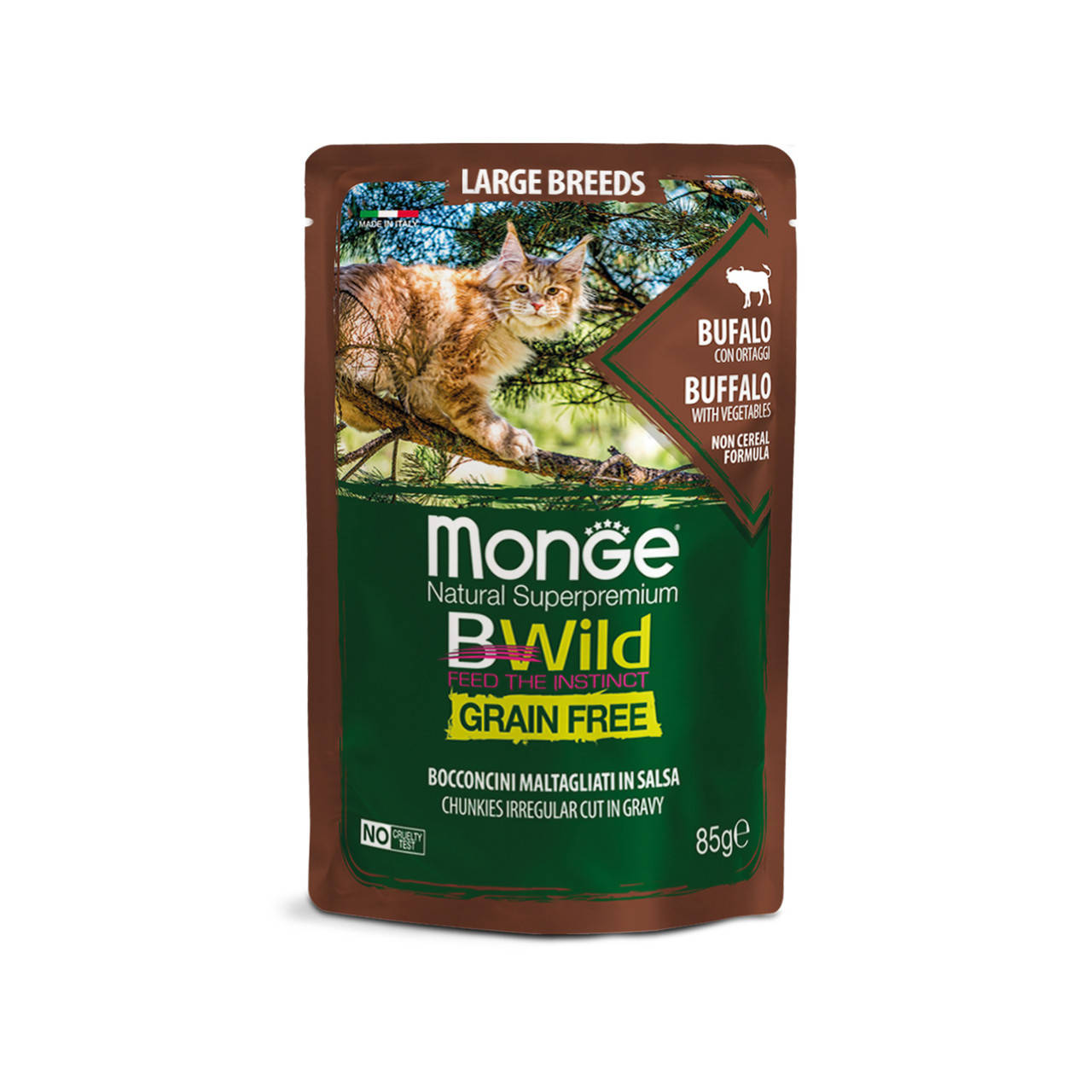 MONGE BWILD CAT Беззерновая консерва с мясом буйвола и овощами для кошек крупных пород от 2-х месяцев 85 гр
MONGE BWILD CAT Беззерновая консерва с мясом буйвола и овощами для кошек крупных пород от 2-х месяцев 85 гр