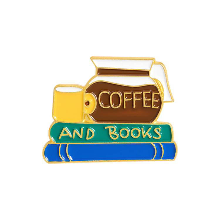 "Кофе и книги Coffee and books" значок (пин) металлический 
"Кофе и книги Coffee and books" значок (пин) металлический