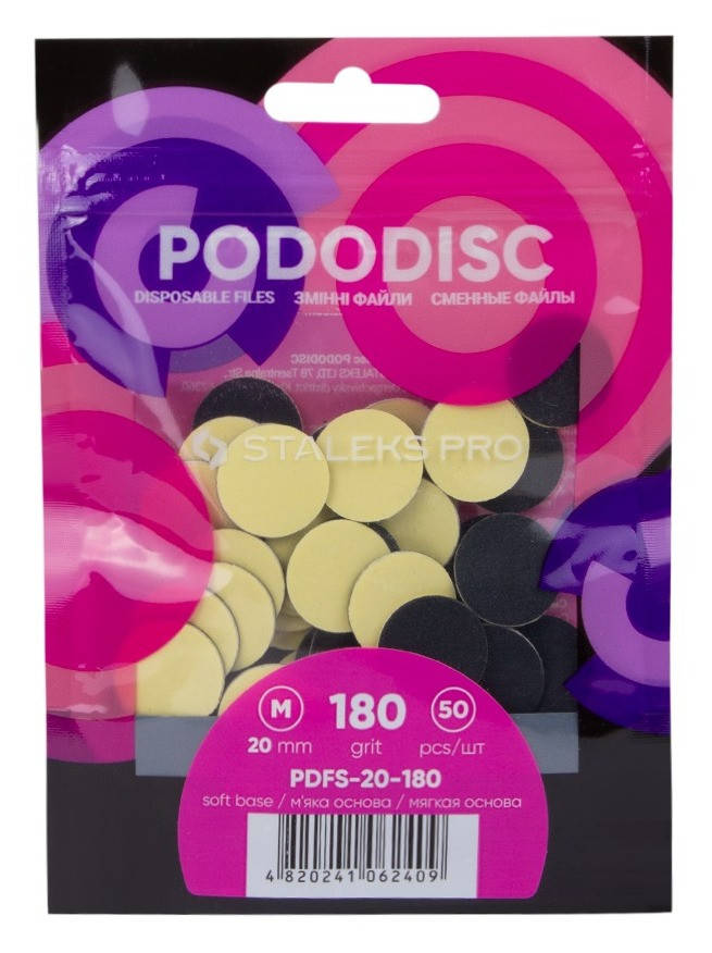 Сменные файлы для педикюрного диска на мягкой основе Staleks Pro Pododisc М PDFS-20-180 180 грит, 50 шт
Сменные файлы для педикюрного диска на мягкой основе Staleks Pro Pododisc М PDFS-20-180 180 грит, 50 шт