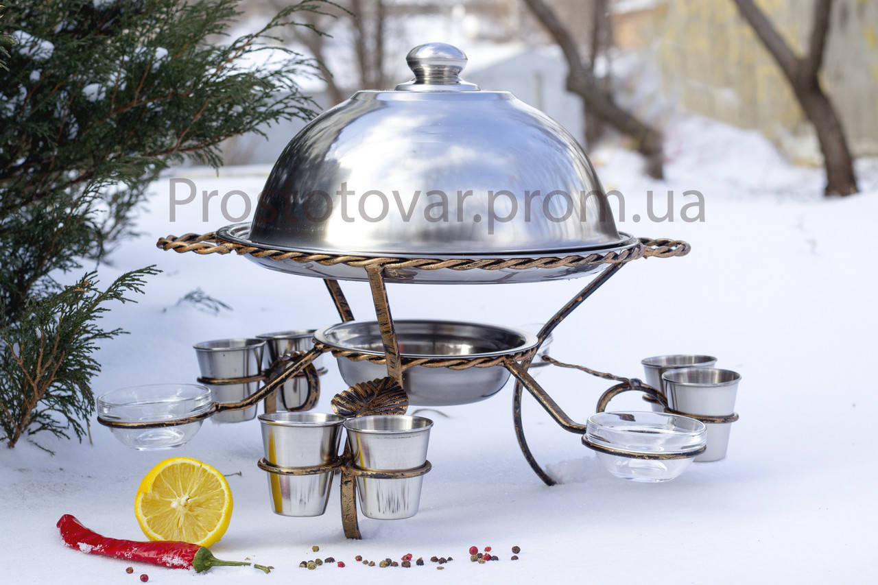 Садж. Садж 28 см +3 соусницы +6 рюмок + крышка. Подставка для подогрева шашлыка. Садж для подачи шашлыка
Садж. Садж 28 см +3 соусницы +6 рюмок + крышка. Подставка для подогрева шашлыка. Садж для подачи шашлыка