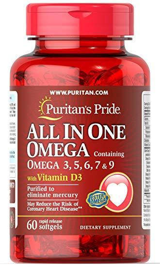 Омега 3-5-6-7-9 и витамин Д3, All In One Omega 3, 5, 6, 7 & 9 with Vitamin D3, Puritan's Pride, 60 к
Омега 3-5-6-7-9 и витамин Д3, All In One Omega 3, 5, 6, 7 & 9 with Vitamin D3, Puritan's Pride, 60 к
