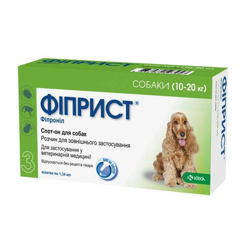 Фиприст Спот Он - Капли от блох, клещей и власоедов, для собак 10-20 кг (1пипетка)(KRKA)
Фиприст Спот Он - Капли от блох, клещей и власоедов, для собак 10-20 кг (1пипетка)(KRKA)