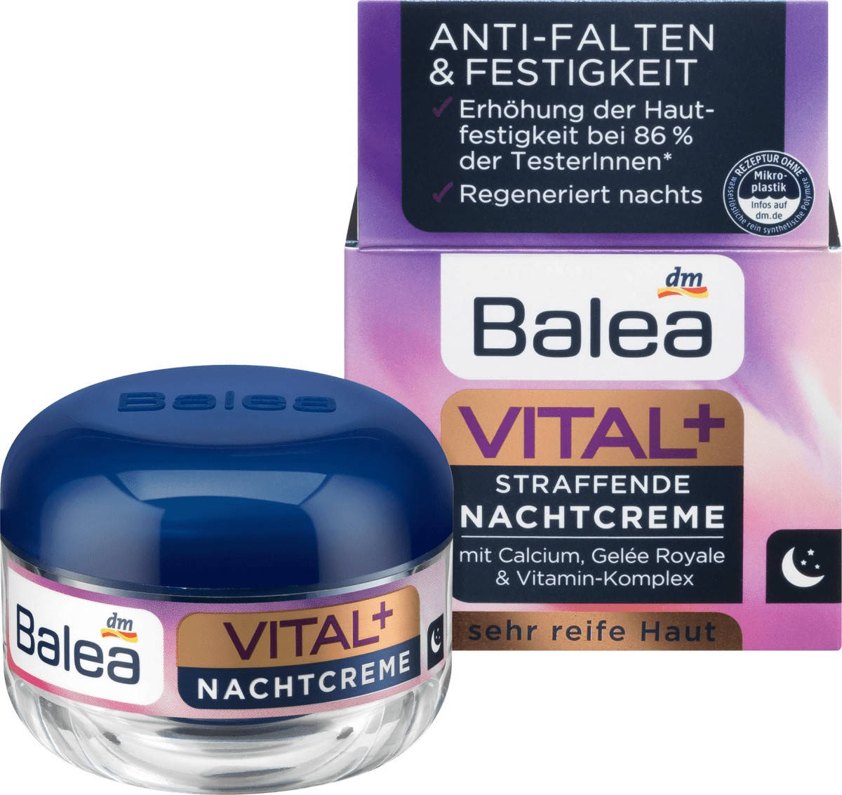 Balea Vital+ Straffende Nachtcreme Ночной крем c кальцием для очень зрелой кожи лица 50 мл 50+
Balea Vital+ Straffende Nachtcreme Ночной крем c кальцием для очень зрелой кожи лица 50 мл 50+