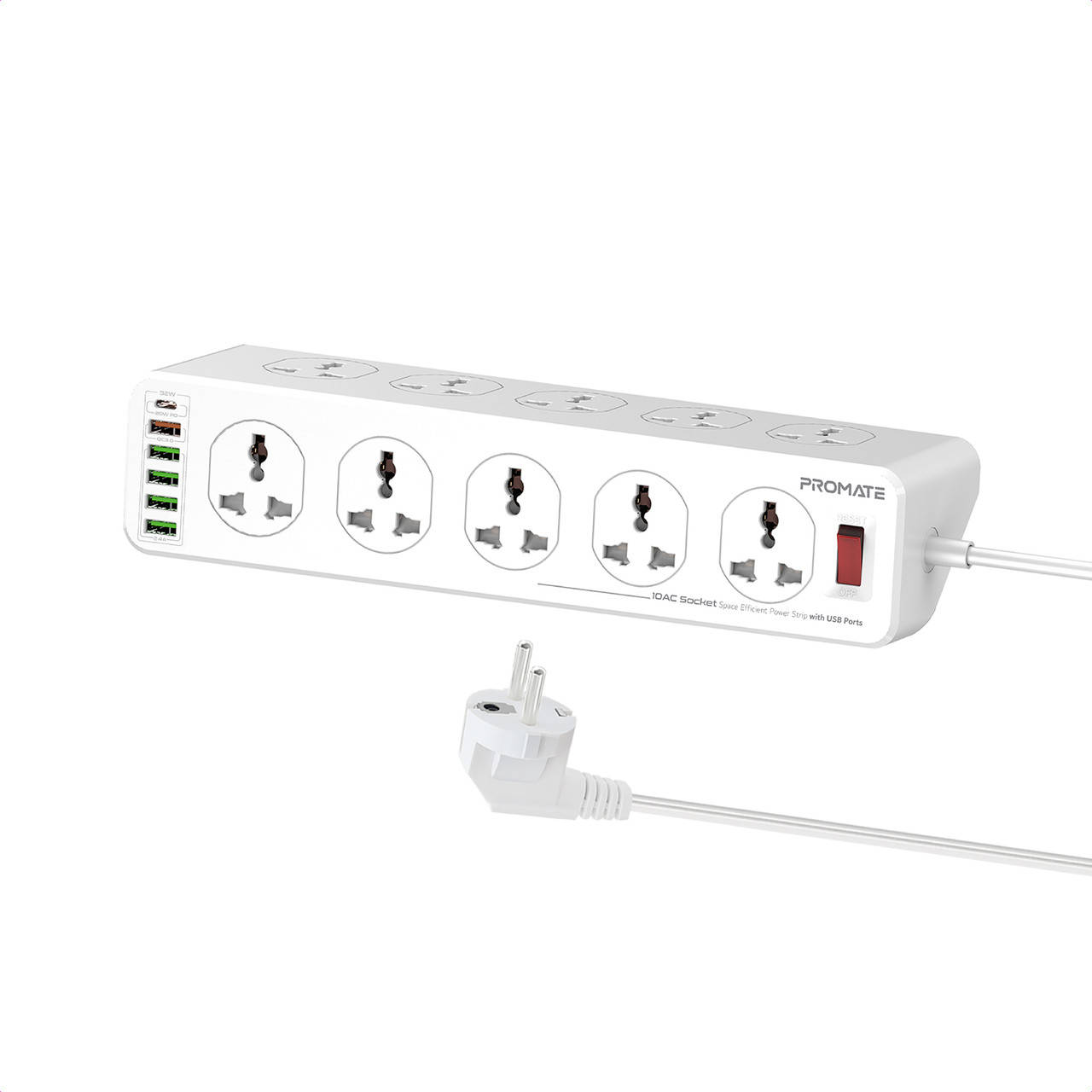 Сетевой фильтр 16-в-1 Promate PowerMatrix-5M 10 розеток, 1хUSB-C PD, 1хUSB-A QC 3.0, 4хUSB-A 5м White, Белый
Сетевой фильтр 16-в-1 Promate PowerMatrix-5M 10 розеток, 1хUSB-C PD, 1хUSB-A QC 3.0, 4хUSB-A 5м White, Белый