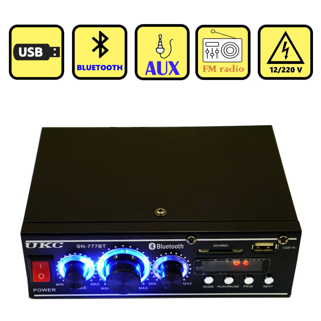 Усилитель звука UKC SN-777BT USB SD FM радио MP3 Bluetooth мощный домашний усилитель с юсб
Усилитель звука UKC SN-777BT USB SD FM радио MP3 Bluetooth мощный домашний усилитель с юсб