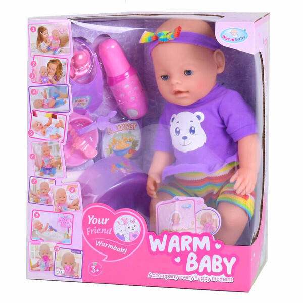 Пупс-девочка функциональный Warm Baby 40 см с горшком бутылочкой и аксессуарами (52131)
Пупс-девочка функциональный Warm Baby 40 см с горшком бутылочкой и аксессуарами (52131)