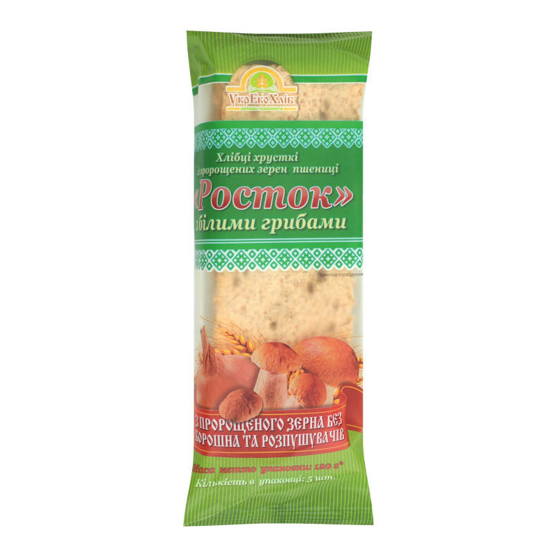 Хлебцы Росток Из пророщенных зерен пшеницы с белыми грибами УкрЕкоХліб 120г
Хлебцы Росток Из пророщенных зерен пшеницы с белыми грибами УкрЕкоХліб 120г