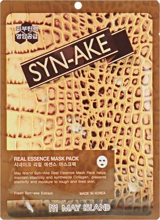 Тонизирующая тканевая маска для лица со змеиным пептидом May Island Real Essence Syn-Ake Mask Pack 25 г
Тонизирующая тканевая маска для лица со змеиным пептидом May Island Real Essence Syn-Ake Mask Pack 25 г