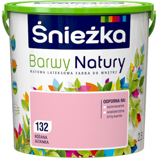 Краска латексная Sniezka Barwy Natury 132Т РОЗОВАЯ БЕСЕДКА 2.5 л, Розовый 
Краска латексная Sniezka Barwy Natury 132Т РОЗОВАЯ БЕСЕДКА 2.5 л, Розовый
