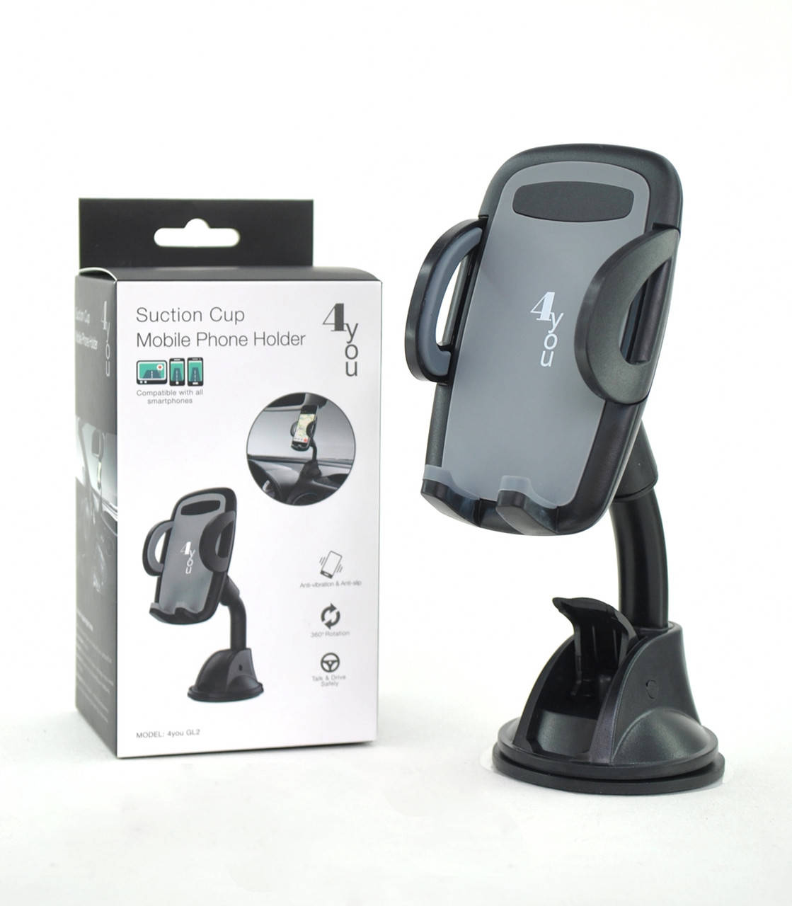 Держатель для телефона в авто Holder 4you GL2 Black (гибкая метал ножка, присоска, классический крепеж), Черный
Держатель для телефона в авто Holder 4you GL2 Black (гибкая метал ножка, присоска, классический крепеж), Черный