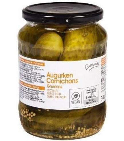 Огурцы маринованные EVERYDAY , 670г
Огурцы маринованные EVERYDAY , 670г