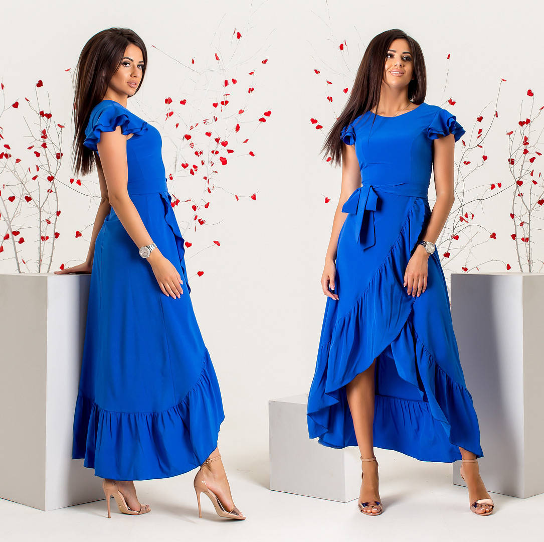 Летнее синее платье с воланом
Летнее синее платье с воланом