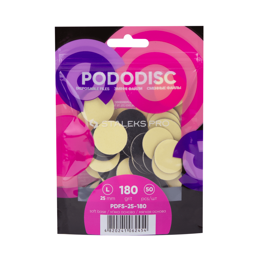 Сменные файлы на мягкой основе для педикюрного диска Pododisc Staleks Pro L 180 грит (50 шт)
Сменные файлы на мягкой основе для педикюрного диска Pododisc Staleks Pro L 180 грит (50 шт)
