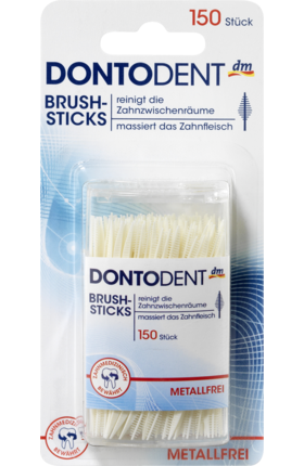 DONTODENT Brush-Sticks, 150 St - Ершики для очистки межзубных промежутков, 150 шт., Белый
DONTODENT Brush-Sticks, 150 St - Ершики для очистки межзубных промежутков, 150 шт., Белый