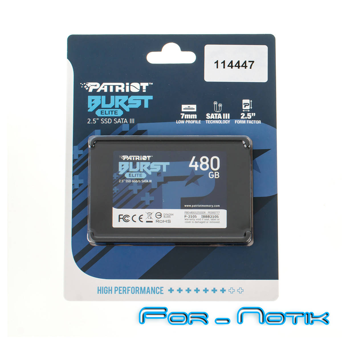 Жесткий диск 2.5" SSD 480Gb Patriot Burst Elite Series, PBE480GS25SSDR, 3D QLC, SATA-III 6Gb/s, зап/чт. -
Жесткий диск 2.5" SSD 480Gb Patriot Burst Elite Series, PBE480GS25SSDR, 3D QLC, SATA-III 6Gb/s, зап/чт. -