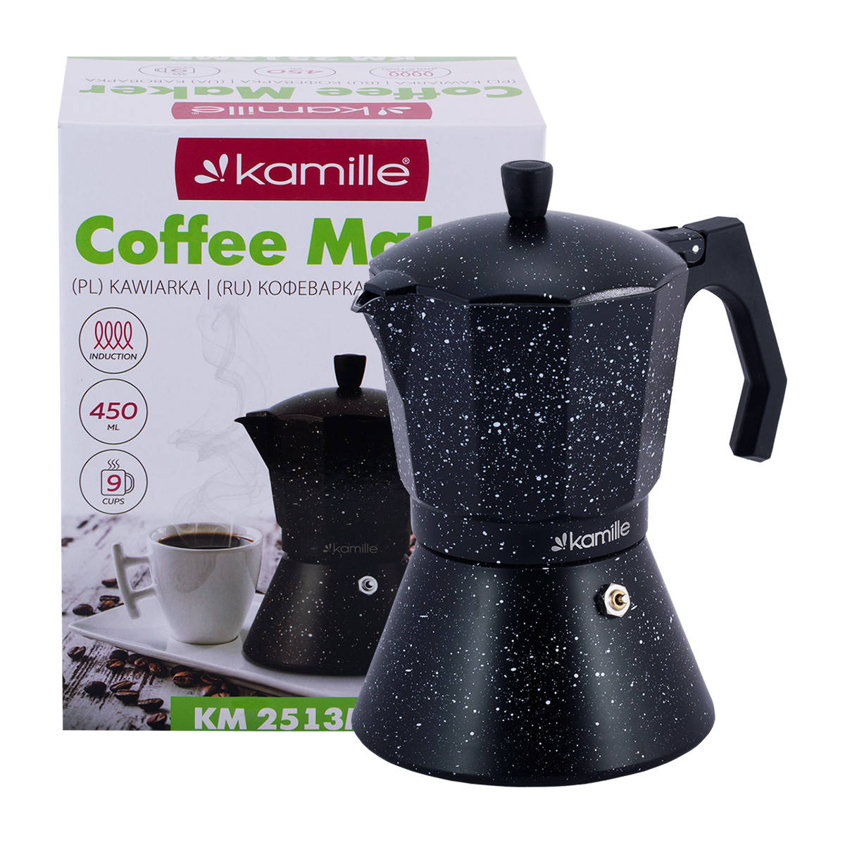 Кофеварка гейзерная Kamille Мрамор 450мл из алюминия с широким индукционным дном KM-2513MR
Кофеварка гейзерная Kamille Мрамор 450мл из алюминия с широким индукционным дном KM-2513MR