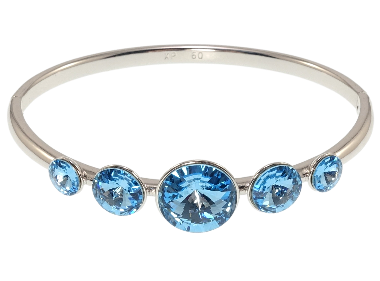 Браслет Xuping Родий с кр-ми Swarovski "Кристаллы Aquamarine" ø 6см