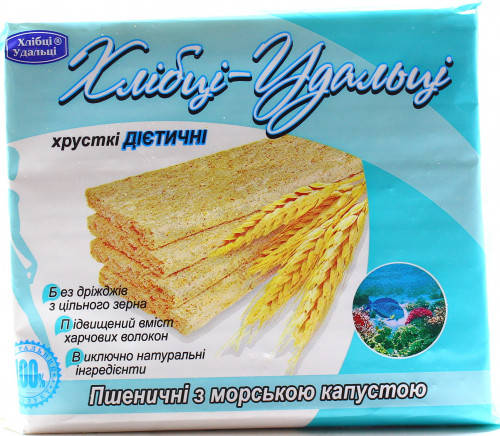 Хлібці-Удальці хрустящие диетические Пшеничные с морской капустой 100г/36шт.