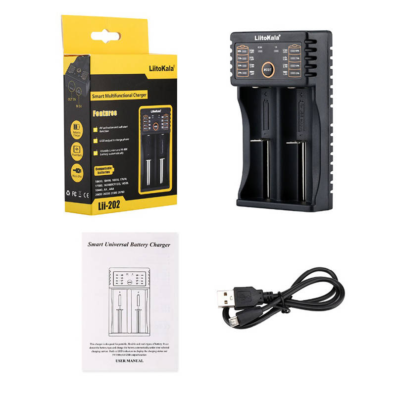 Liitokala Lii-202 Зарядное устройство на 2 канала для AA, AAA, 18650, 2650, 21700, ф-ция Power Bank Оригинал!
Liitokala Lii-202 Зарядное устройство на 2 канала для AA, AAA, 18650, 2650, 21700, ф-ция Power Bank Оригинал!