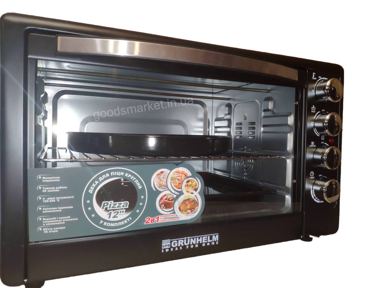 Духовка электрическая с конвекцией 50 литров +дека для пиццы GRUNHELM GN 50AC
Духовка электрическая с конвекцией 50 литров +дека для пиццы GRUNHELM GN 50AC