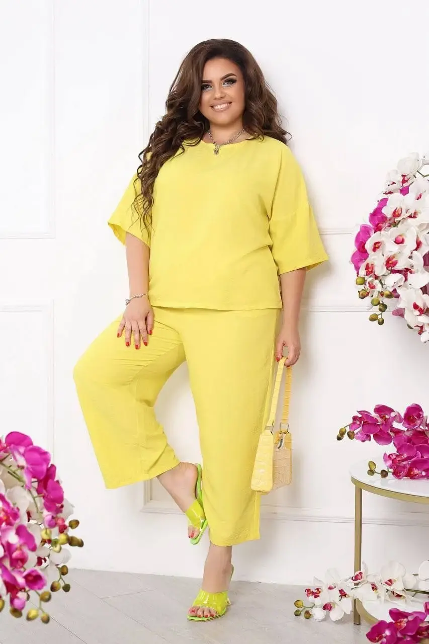 Женский летний костюм из креп жатки большие размеры, Разные цвета
Женский летний костюм из креп жатки большие размеры, Разные цвета