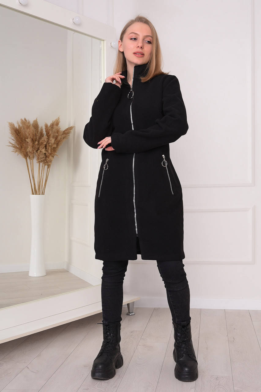 Пальто женское черное AAA 143271M, Черный 
Пальто женское черное AAA 143271M, Черный