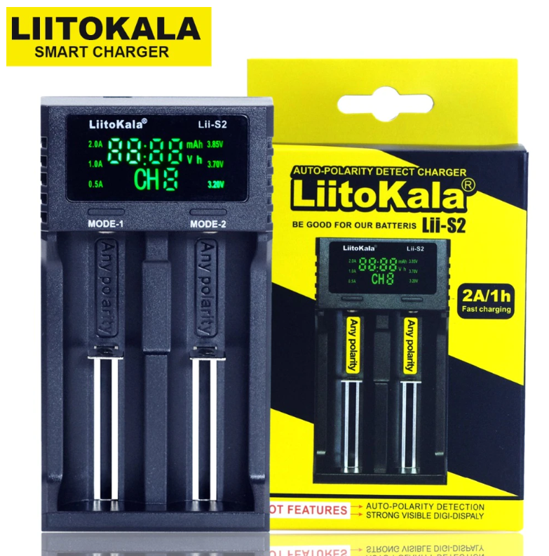 Универсальное зарядное устройство павербанк LiitoKala Lii-S2 для АА, ААА, 18650, 21700, 26650 и др. PowerBank, Черный
Универсальное зарядное устройство павербанк LiitoKala Lii-S2 для АА, ААА, 18650, 21700, 26650 и др. PowerBank, Черный