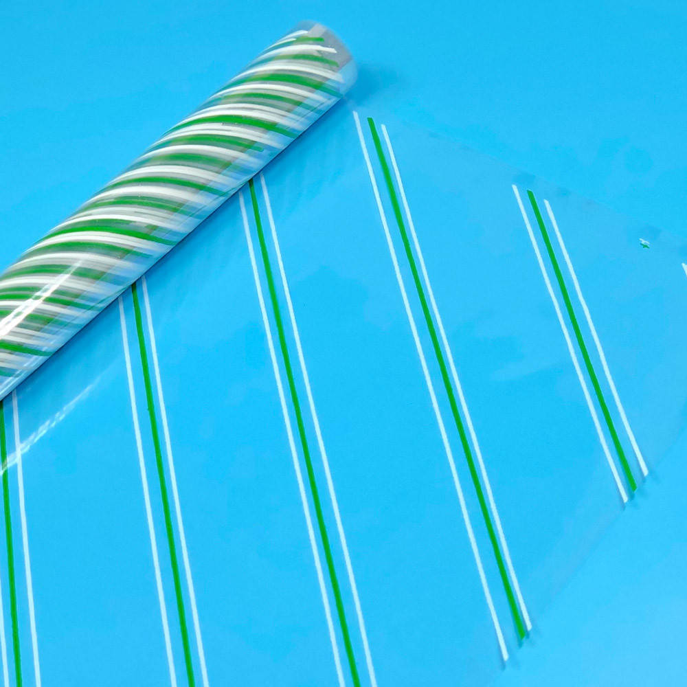 Пленка прозрачная с рисунком Диагональ зеленая 60 см 400 гр